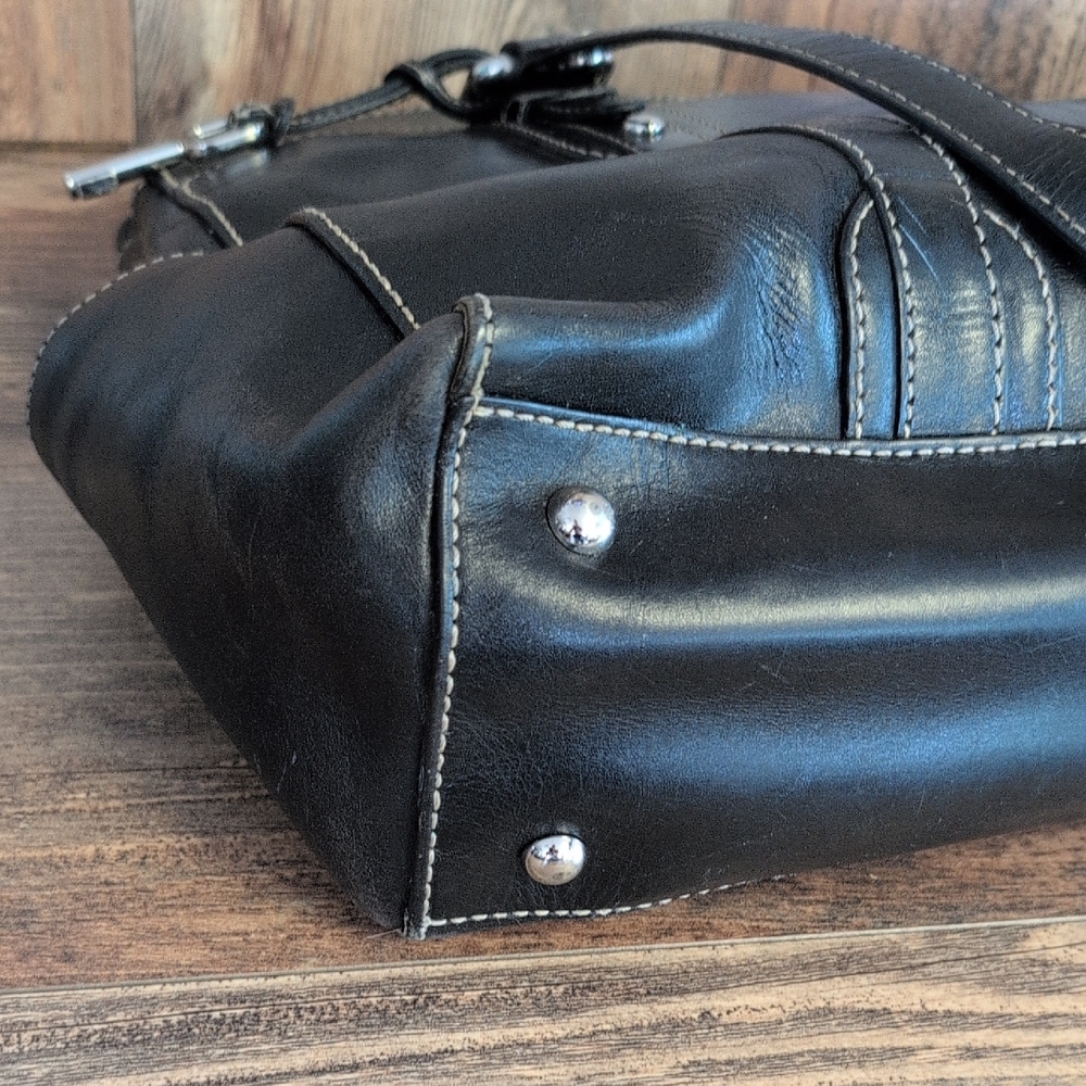 Fossil Large Heavy Black Leather Laptop Tote Office Travel Bag          C279 - Picture 11 of 16